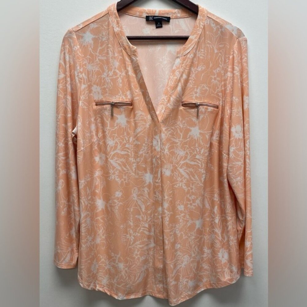 INC International Concepts Peach Floral Blouse